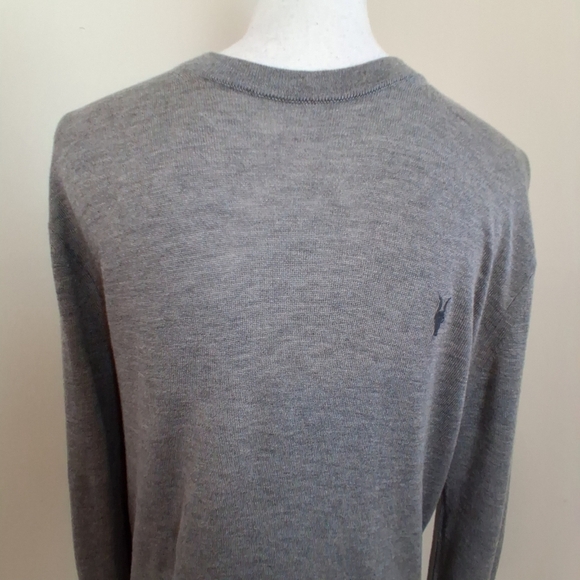 All Saints Mode Merino Crew Neck  Ramskull Grey Sweater Size M - Picture 3 of 9